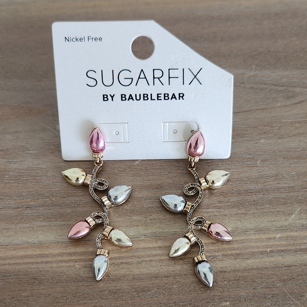NWT SUGARFIX by BaubleBar Festive String Light Drop Earrings - Pastel Multi New - Picture 6 of 11